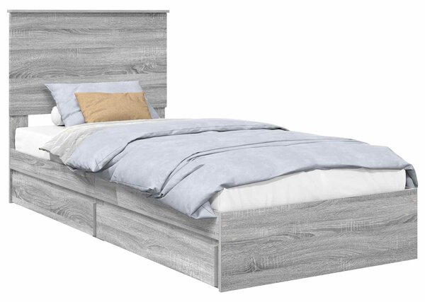 Krevet s od storage Siva Sonoma 75 x 190 cm Konstruirano drvo - Siva / 75 x 190 cm