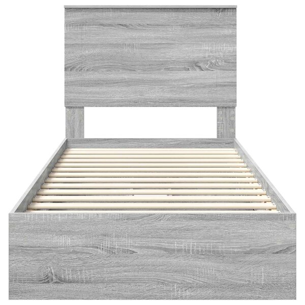 Krevet s od storage Siva Sonoma 75 x 190 cm Konstruirano drvo - Siva / 75 x 190 cm