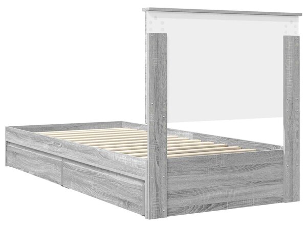Krevet s od storage Siva Sonoma 75 x 190 cm Konstruirano drvo - Siva / 75 x 190 cm