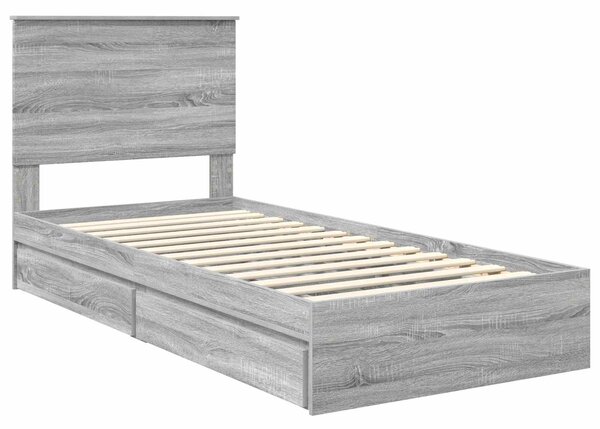 Krevet s od storage Siva Sonoma 75 x 190 cm Konstruirano drvo - Siva / 75 x 190 cm