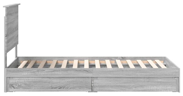 Krevet s od storage Siva Sonoma 75 x 190 cm Konstruirano drvo - Siva / 75 x 190 cm