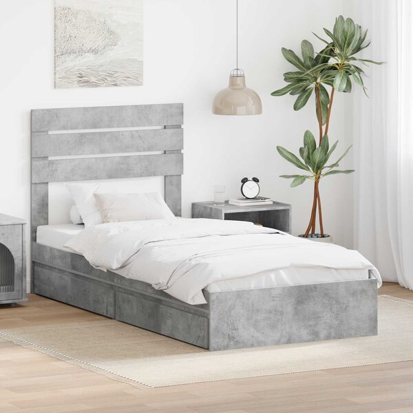 Krevet s od storage Betonski sivi 70 x 190 cm Konstruirano drvo - Siva / 70 x 190 cm