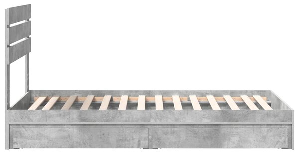 Krevet s od storage Betonski sivi 70 x 190 cm Konstruirano drvo - Siva / 70 x 190 cm