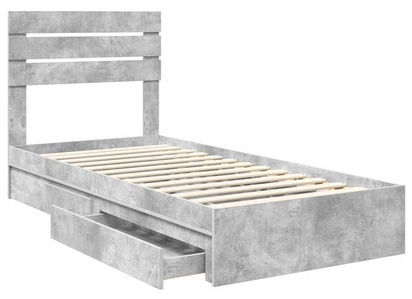 Krevet s od storage Betonski sivi 70 x 190 cm Konstruirano drvo - Siva / 70 x 190 cm