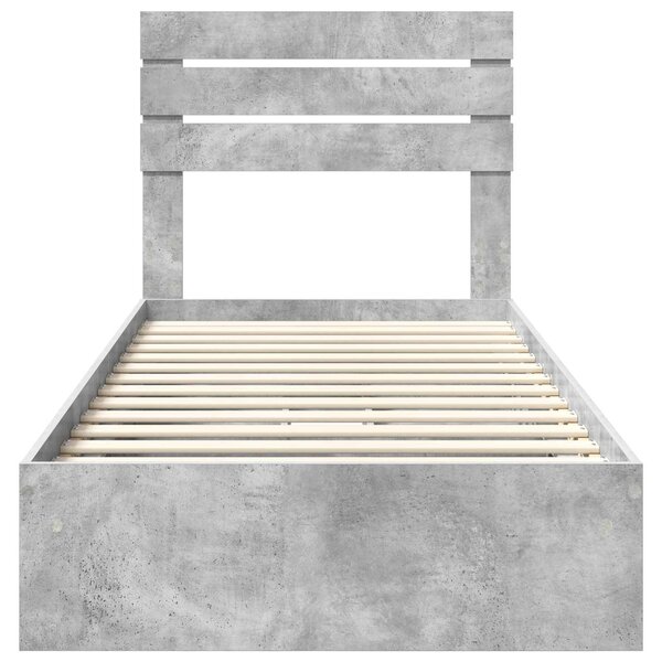 Krevet s od storage Betonski sivi 70 x 190 cm Konstruirano drvo - Siva / 70 x 190 cm