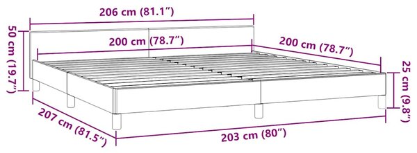 Okvir kreveta s uzglavljem bez madraca sivi 200x200 cm - Siva / 200 x 200 cm