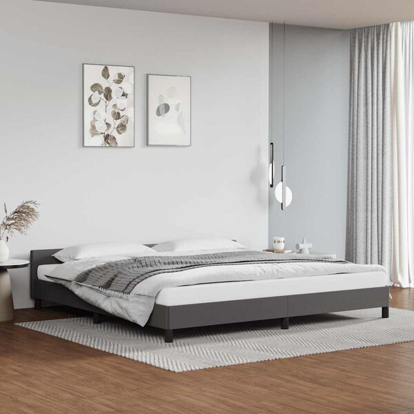Okvir kreveta s uzglavljem bez madraca sivi 200x200 cm - Siva / 200 x 200 cm