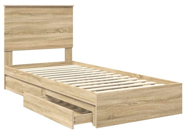 Krevet s od storage Sonoma hrast 75 x 190 cm Konstruirano drvo - Smeđa / 75 x 190 cm
