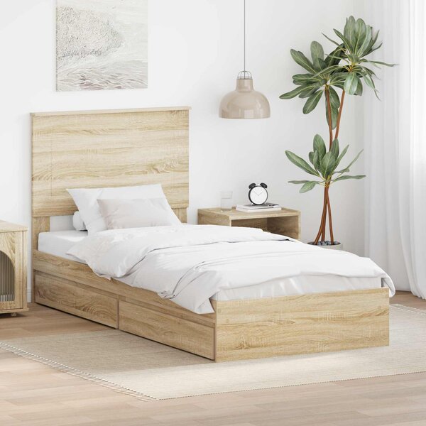 Krevet s od storage Sonoma hrast 75 x 190 cm Konstruirano drvo - Smeđa / 75 x 190 cm