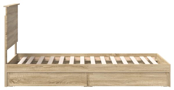 Krevet s od storage Sonoma hrast 75 x 190 cm Konstruirano drvo - Smeđa / 75 x 190 cm