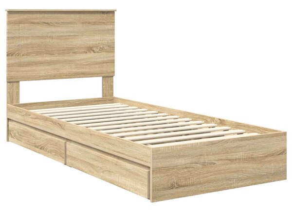 Krevet s od storage Sonoma hrast 75 x 190 cm Konstruirano drvo - Smeđa / 75 x 190 cm