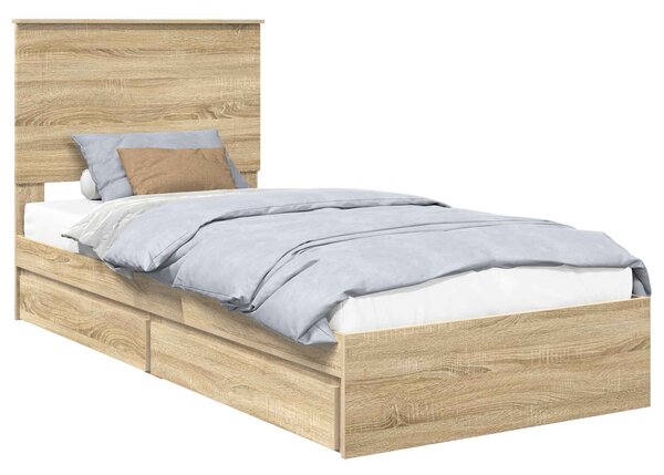 Krevet s od storage Sonoma hrast 75 x 190 cm Konstruirano drvo - Smeđa / 75 x 190 cm
