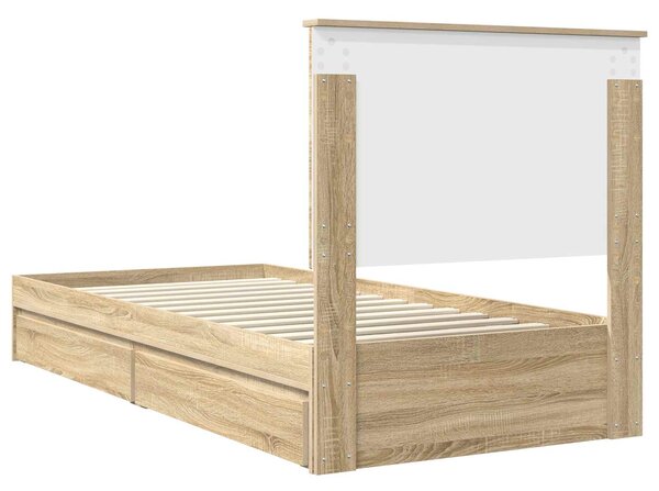 Krevet s od storage Sonoma hrast 75 x 190 cm Konstruirano drvo - Smeđa / 75 x 190 cm