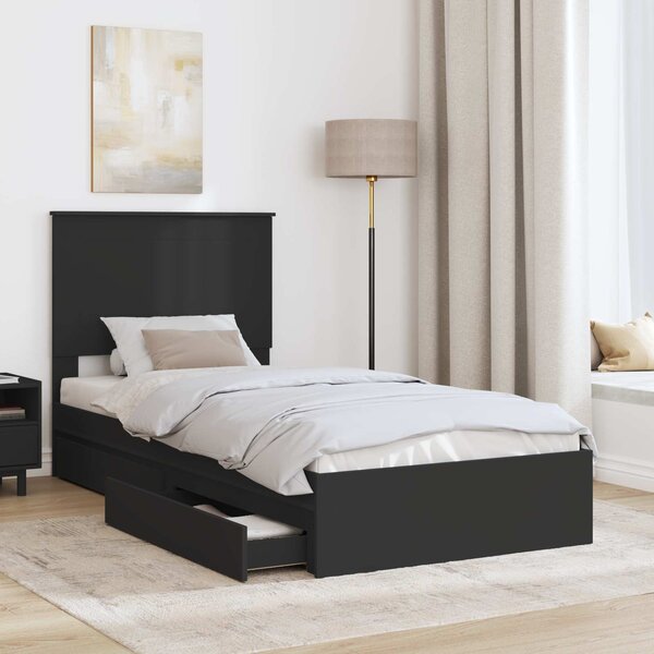 Krevet s od storage Crna 75 x 190 cm Konstruirano drvo - Crna / 75 x 190 cm