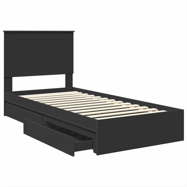 Krevet s od storage Crna 75 x 190 cm Konstruirano drvo - Crna / 75 x 190 cm