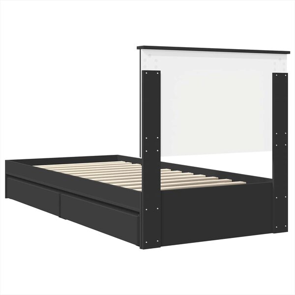 Krevet s od storage Crna 75 x 190 cm Konstruirano drvo - Crna / 75 x 190 cm