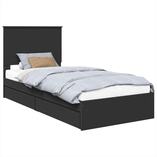 Krevet s od storage Crna 75 x 190 cm Konstruirano drvo - Crna / 75 x 190 cm