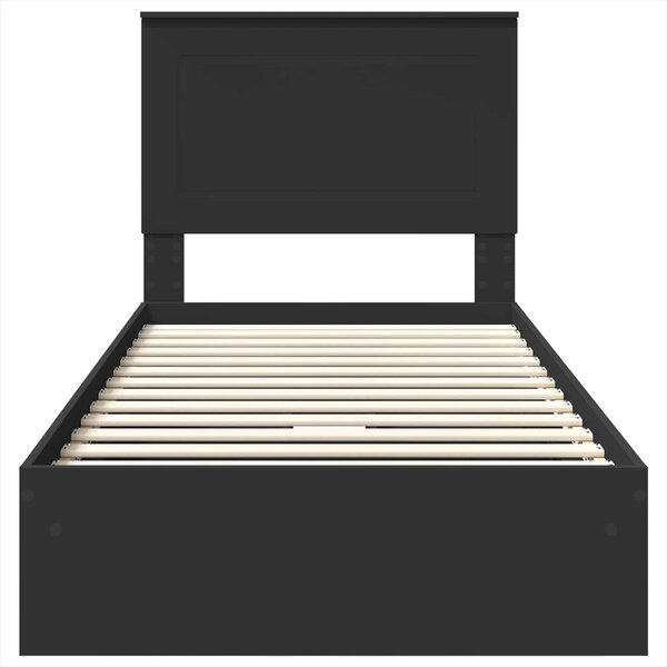 Krevet s od storage Crna 75 x 190 cm Konstruirano drvo - Crna / 75 x 190 cm