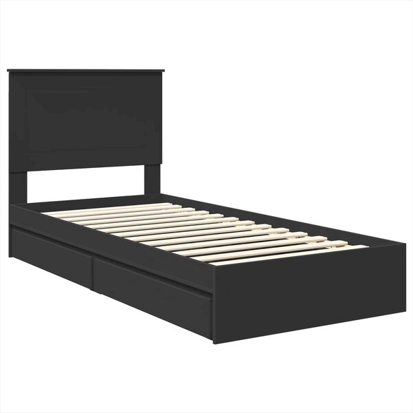 Krevet s od storage Crna 75 x 190 cm Konstruirano drvo - Crna / 75 x 190 cm