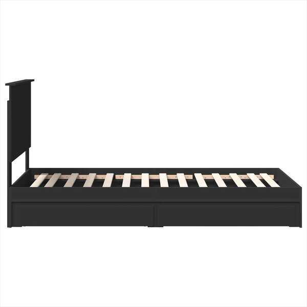 Krevet s od storage Crna 75 x 190 cm Konstruirano drvo - Crna / 75 x 190 cm