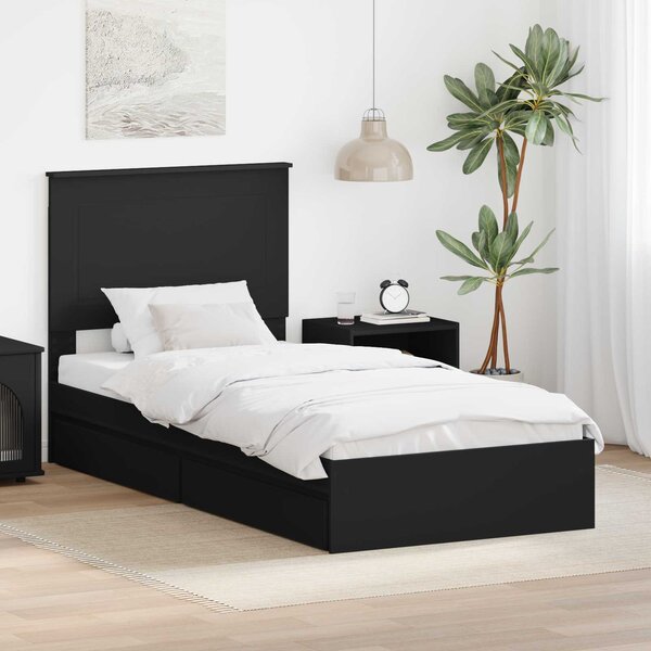 Krevet s od storage Crna 75 x 190 cm Konstruirano drvo - Crna / 75 x 190 cm