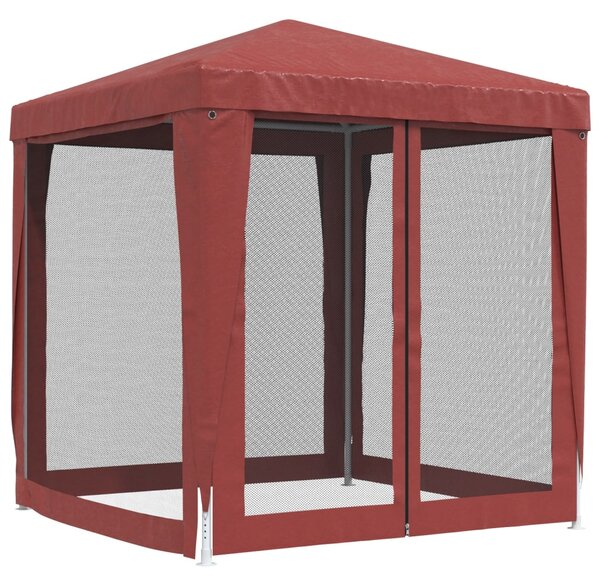 Šator za zabave s 4 mrežasta bočna zida crveni 2 x 2 m HDPE - Crvena / 2 x 2 m
