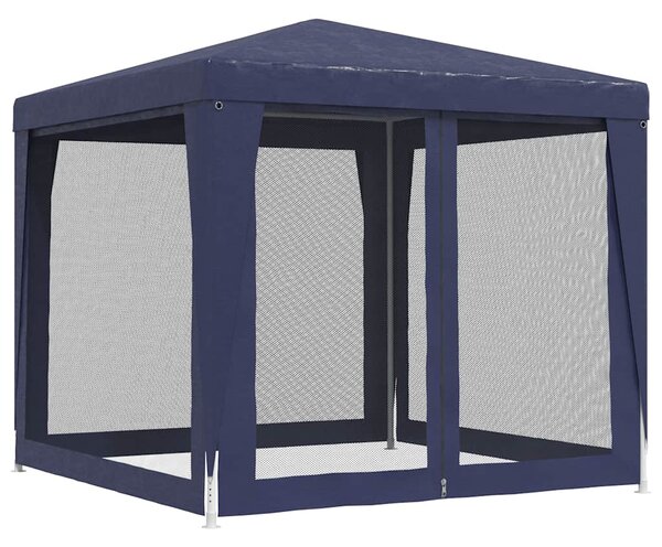 Šator za zabave s 4 mrežasta bočna zida plavi 2,5 x 2,5 m HDPE - Plava / 2.5 x 2.5 m