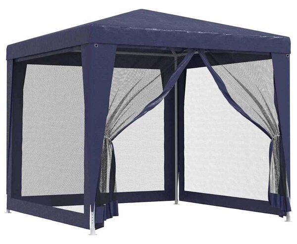 Šator za zabave s 4 mrežasta bočna zida plavi 2,5 x 2,5 m HDPE - Plava / 2.5 x 2.5 m