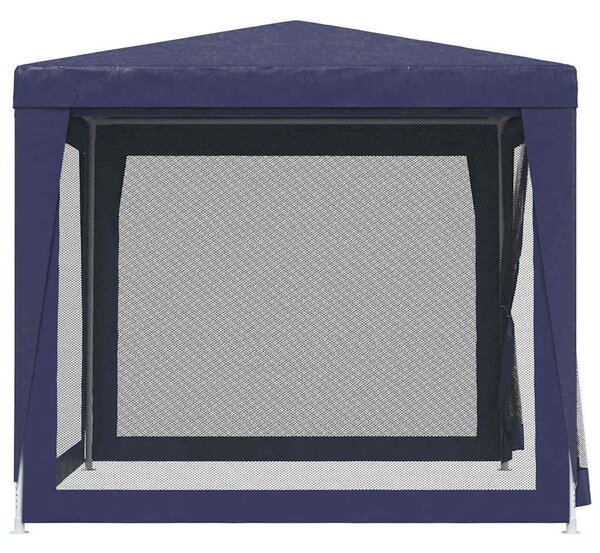 Šator za zabave s 4 mrežasta bočna zida plavi 2,5 x 2,5 m HDPE - Plava / 2.5 x 2.5 m