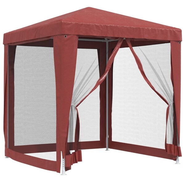 Šator za zabave s 4 mrežasta bočna zida crveni 2 x 2 m HDPE - Crvena / 2 x 2 m