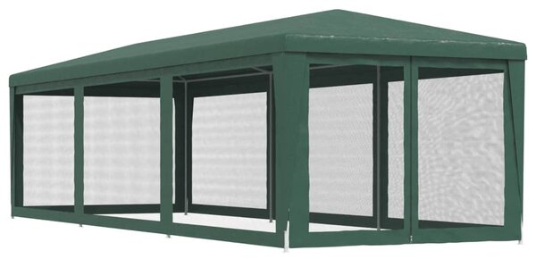 Šator za zabave s 8 mrežastih bočnih zidova zeleni 3 x 9 m HDPE - Zelena / 3 x 9 m