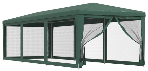 Šator za zabave s 8 mrežastih bočnih zidova zeleni 3 x 9 m HDPE - Zelena / 3 x 9 m