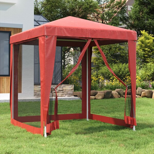 Šator za zabave s 4 mrežasta bočna zida crveni 2 x 2 m HDPE - Crvena / 2 x 2 m