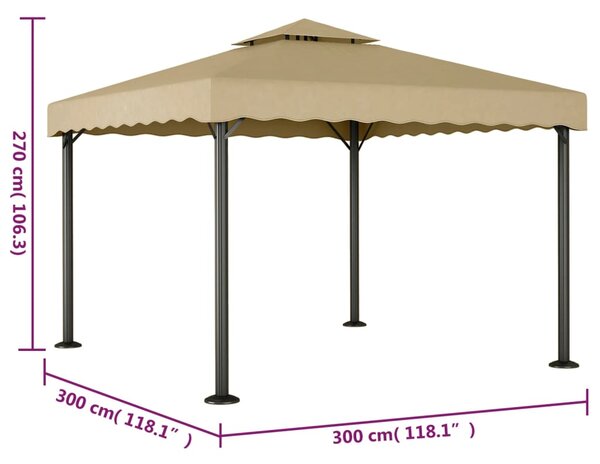 Sjenica smeđesiva 3 x 3 m od aluminija i čelika - Tupe / N/A