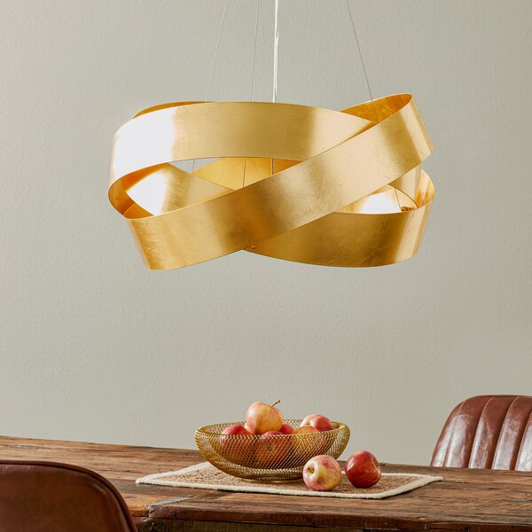 Marchetti Viseća lampa Pura sa zlatnim listićima, 60cm, 3x E27, prigušiva, Zlato / mjed, Dnevni boravak/blagovaonica, Metal