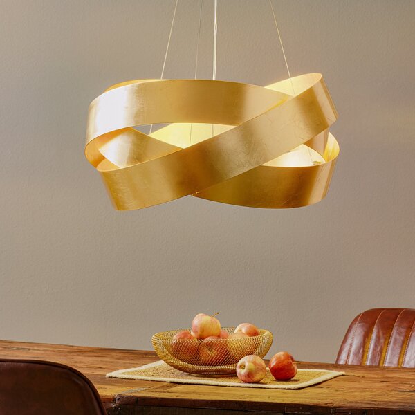 Marchetti Viseća lampa Pura sa zlatnim listićima, 60cm, 3x E27, prigušiva, Zlato / mjed, Dnevni boravak/blagovaonica, Metal