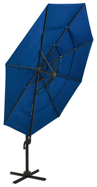 Vrtni suncobran s 4 razine i stupom 3 x 3 m azurnoplavi - Plava / N/A