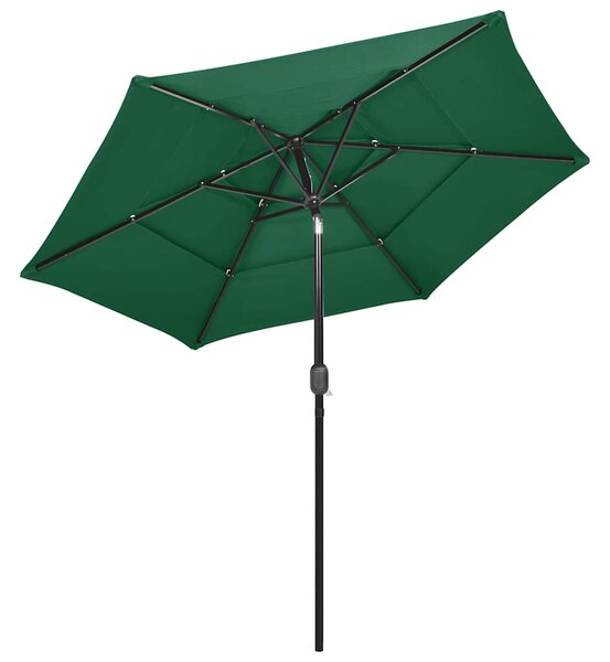 Vrtni suncobran s 3 razine i aluminijskim stupom 2,5 m zeleni - Zelena / 2.5 m