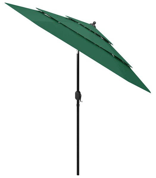 Vrtni suncobran s 3 razine i aluminijskim stupom 2,5 m zeleni - Zelena / 2.5 m