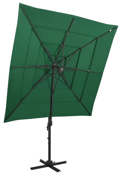 Vrtni suncobran s 4 razine i stupom 250 x 250 cm zeleni - Zelena / N/A