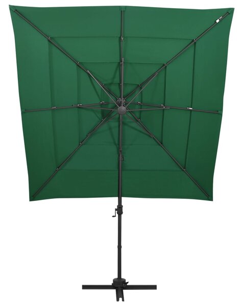 Vrtni suncobran s 4 razine i stupom 250 x 250 cm zeleni - Zelena / N/A