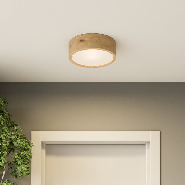 Envostar Stropna lampa Kerio, Ø 27 cm, prirodni hrast, prigušiva, Drvo, Dnevni boravak/blagovaonica, Drvo