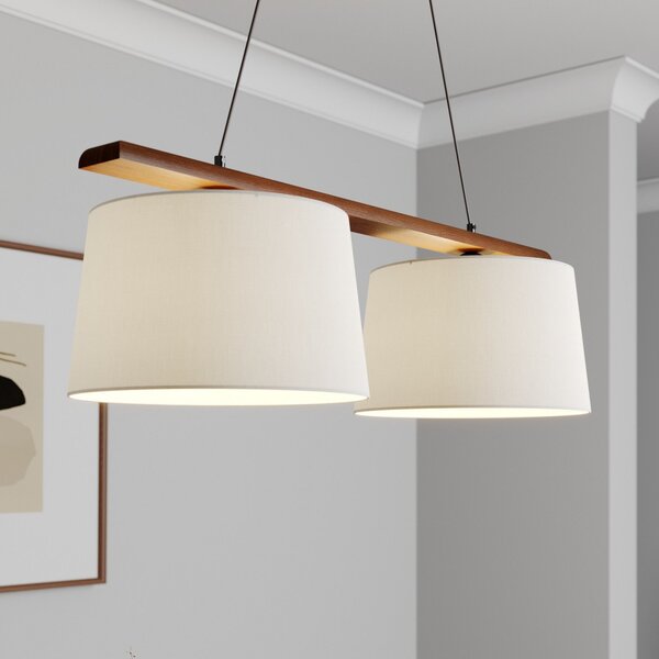 Lamkur Sweden viseća lampa, starinsko bijela, tekstil, orah, 2 žarulje, prigušiva, Drvo, Dnevni boravak/blagovaonica, Drvo