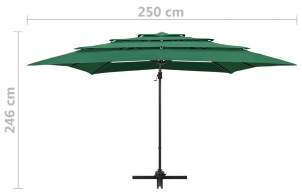 Vrtni suncobran s 4 razine i stupom 250 x 250 cm zeleni - Zelena / N/A