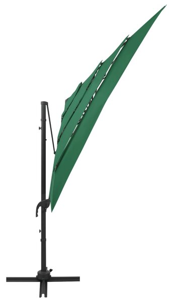 Vrtni suncobran s 4 razine i stupom 250 x 250 cm zeleni - Zelena / N/A