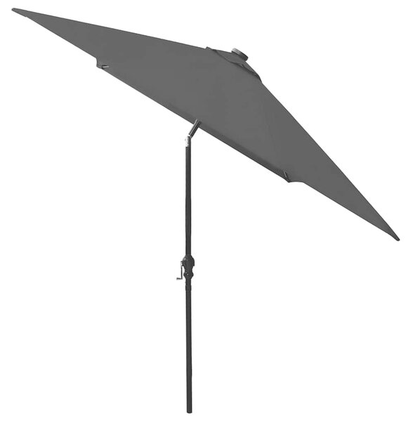 Vrtni suncobran s LED svjetlima i čeličnim stupom 2 x 3 m crni - Crna / N/A
