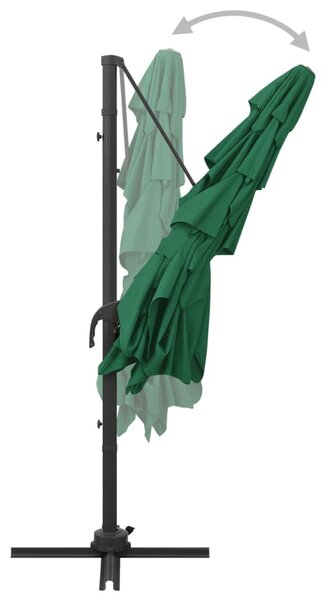 Vrtni suncobran s 4 razine i stupom 250 x 250 cm zeleni - Zelena / N/A