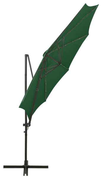 Konzolni vrtni suncobran sa stupom i LED svjetlom 300 cm zeleni - Zelena / N/A