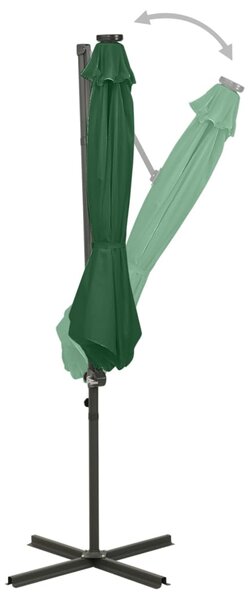 Konzolni vrtni suncobran sa stupom i LED svjetlom 300 cm zeleni - Zelena / N/A
