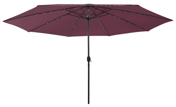 Vrtni suncobran s LED svjetlima 400 cm bordo - Crvena / N/A